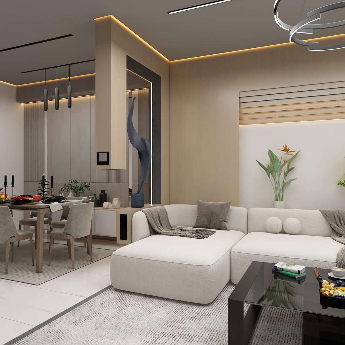 Contemporary living room render